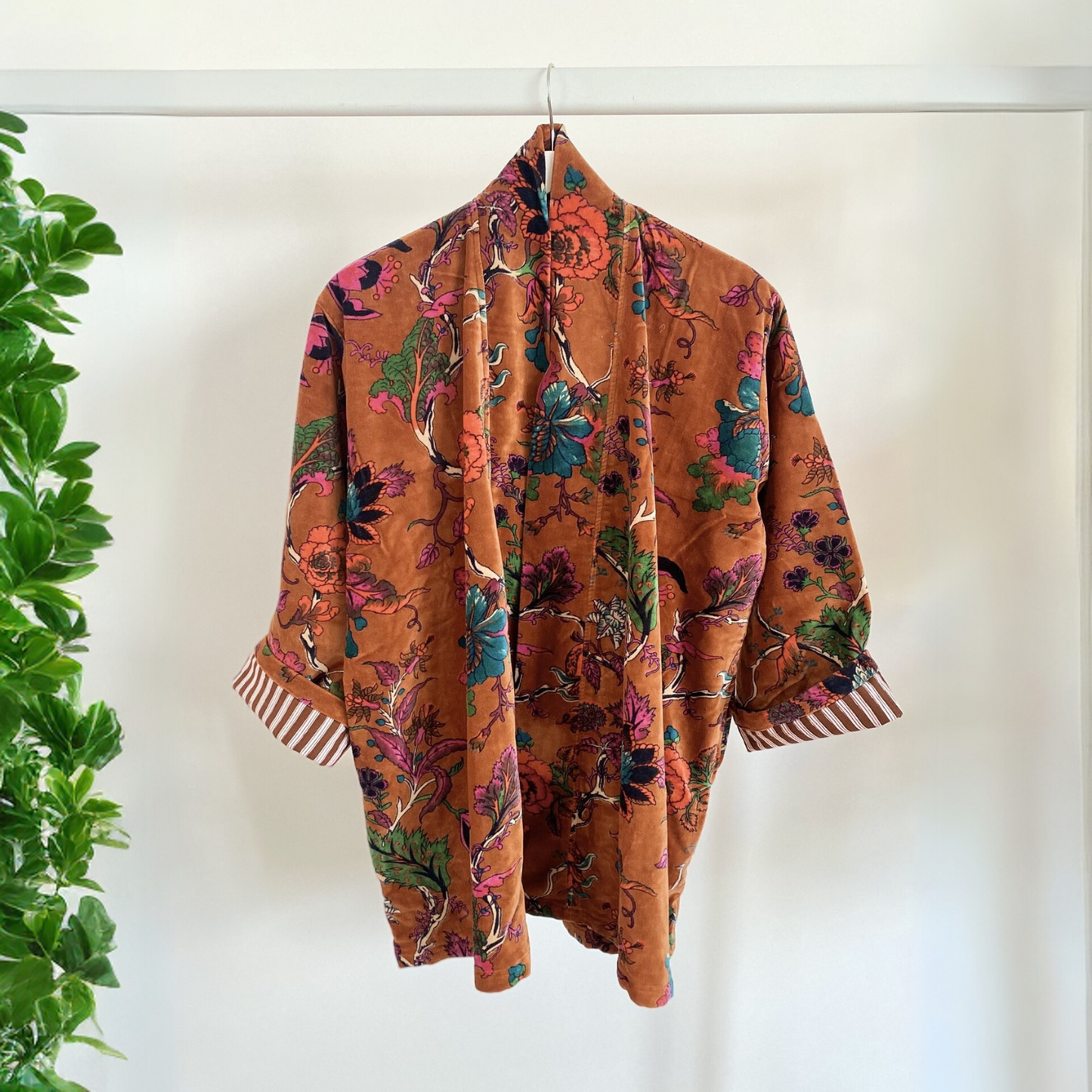 Lali: Vibrant Cotton Velvet Kimono Jacket