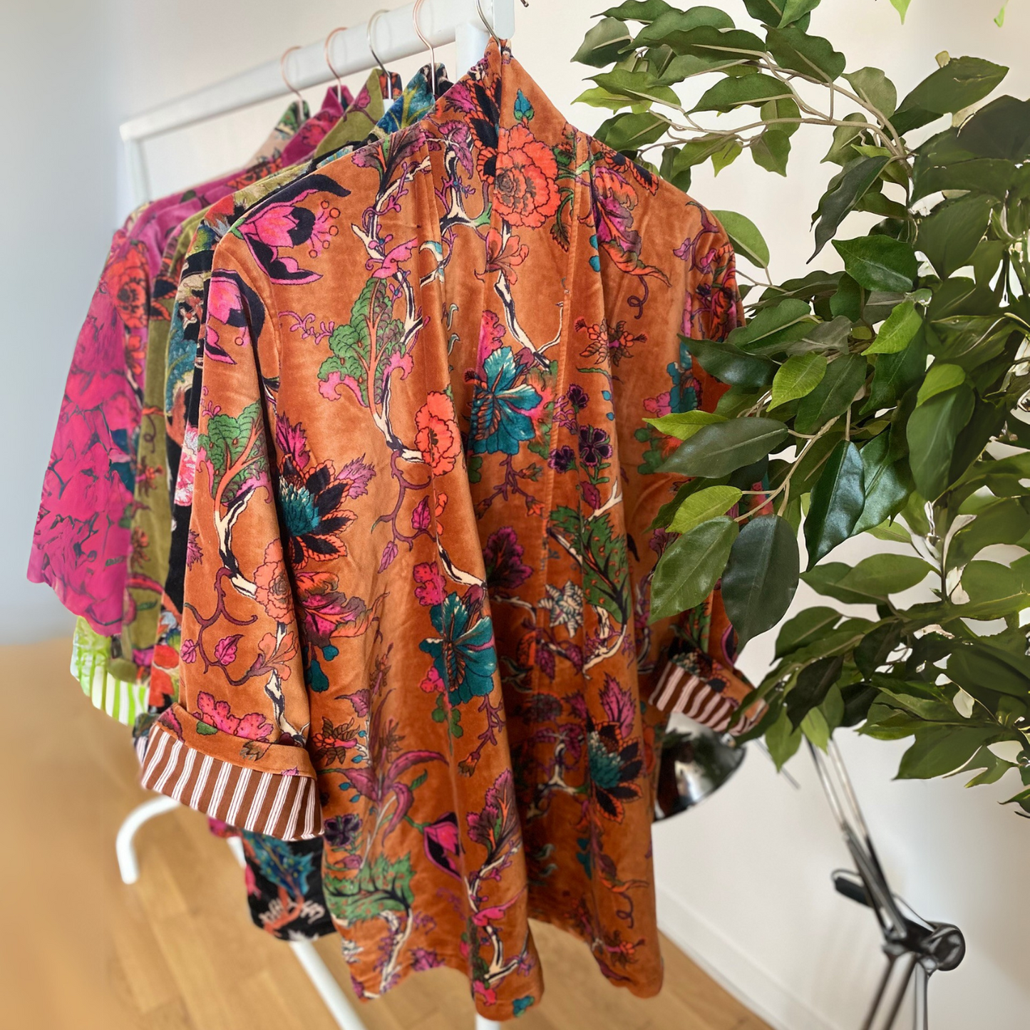 Lali: Vibrant Cotton Velvet Kimono Jacket