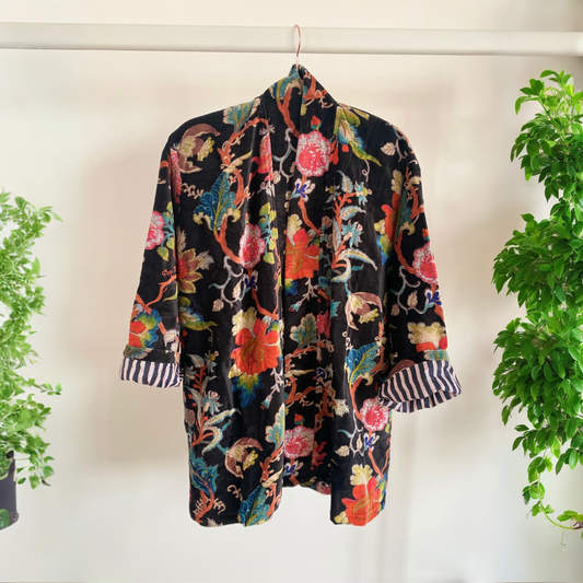 Lali: Vibrant Cotton Velvet Kimono Jacket