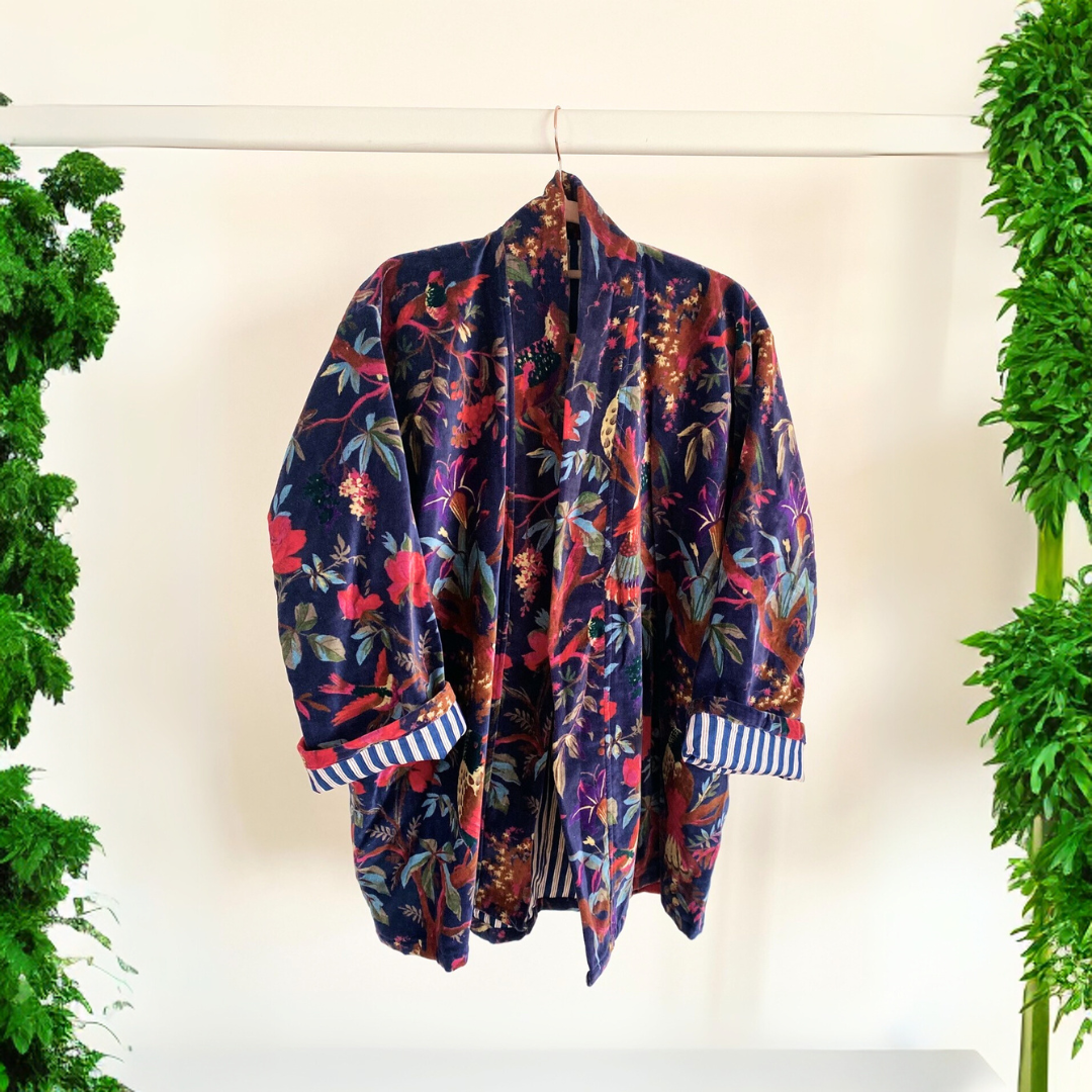 Lali: Vibrant Cotton Velvet Kimono Jacket