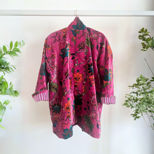 Lali: Vibrant Cotton Velvet Kimono Jacket