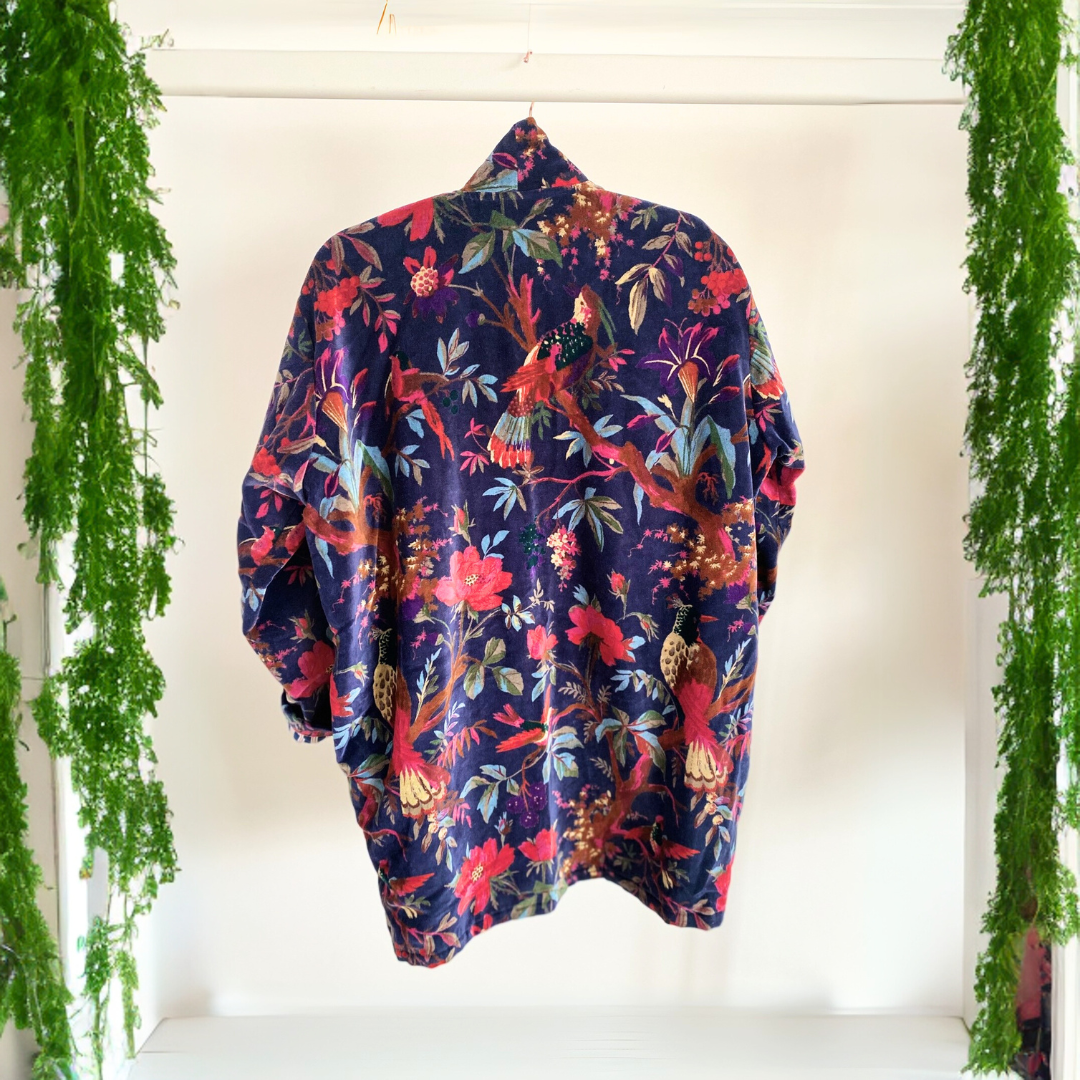 Lali: Vibrant Cotton Velvet Kimono Jacket