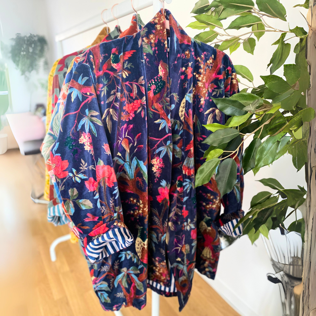 Lali: Vibrant Cotton Velvet Kimono Jacket