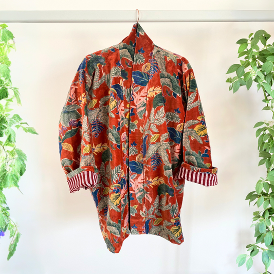 Lali: Vibrant Cotton Velvet Kimono Jacket