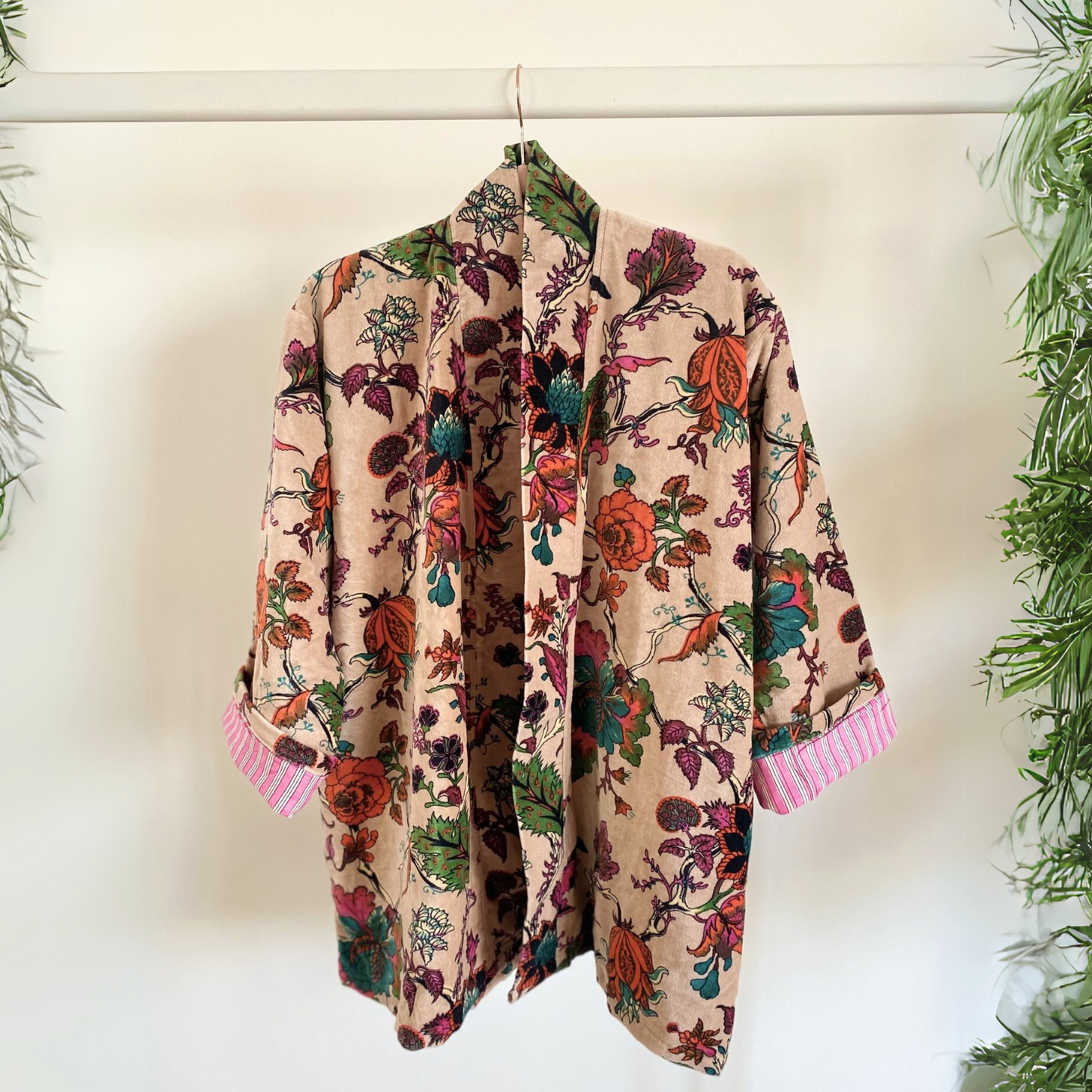 Lali: Vibrant Cotton Velvet Kimono Jacket