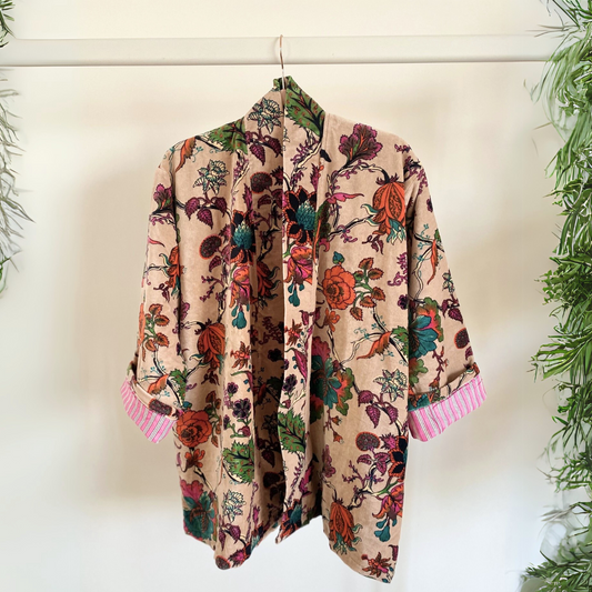 Lali: Vibrant Cotton Velvet Kimono Jacket