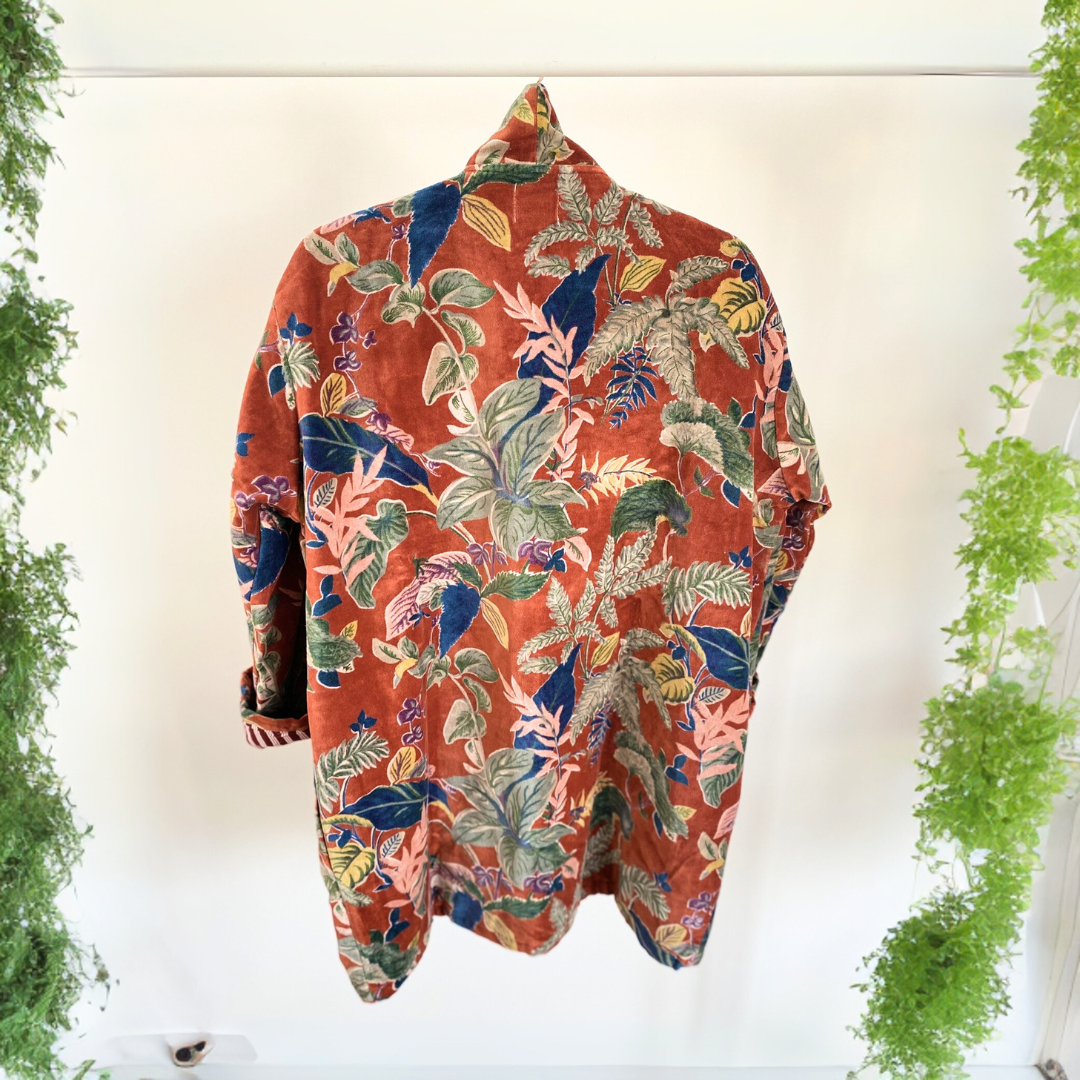 Lali: Vibrant Cotton Velvet Kimono Jacket