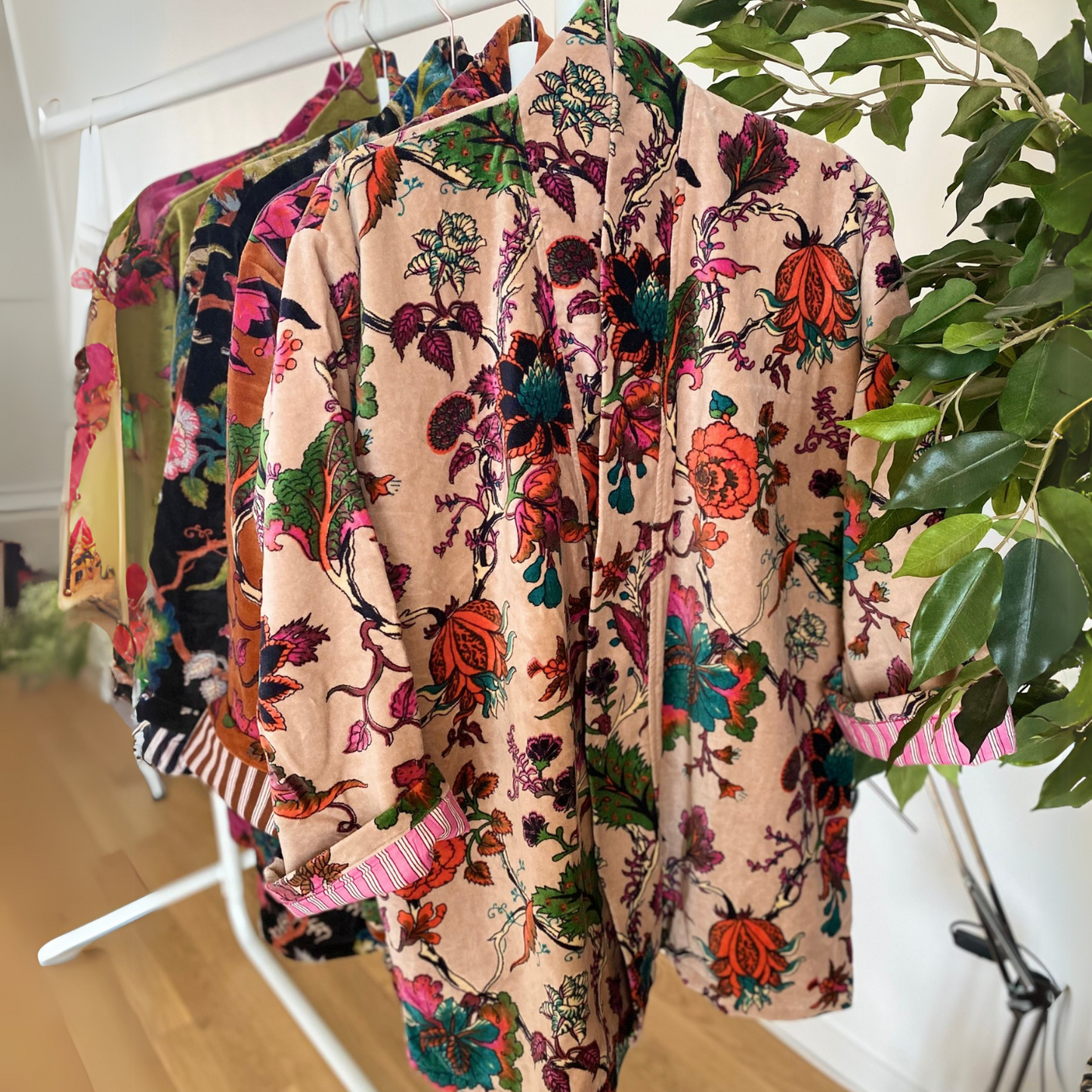 Lali: Vibrant Cotton Velvet Kimono Jacket