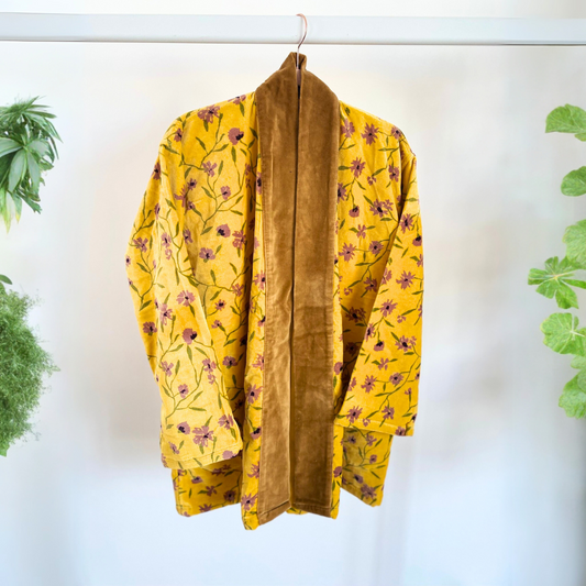 Lali: Vibrant Cotton Velvet Kimono Jacket