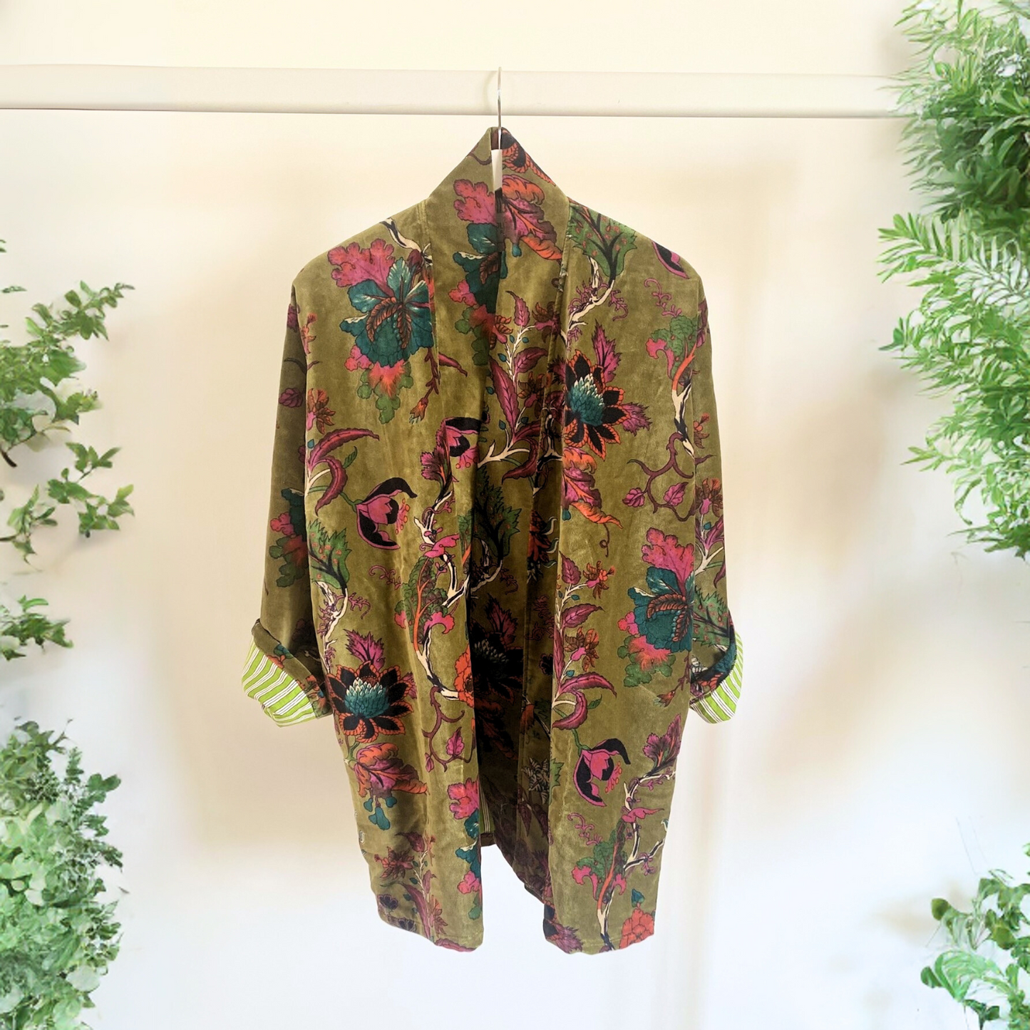 Lali: Vibrant Cotton Velvet Kimono Jacket