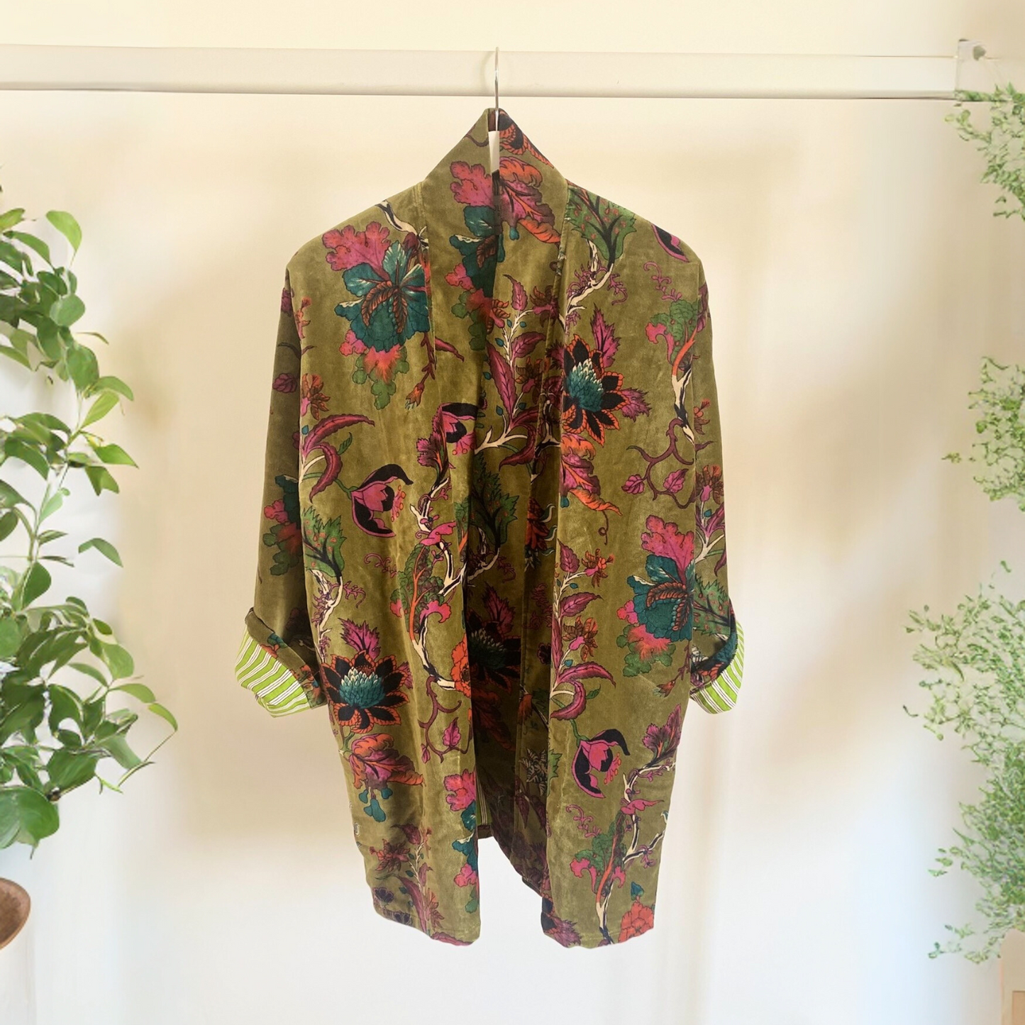 Lali: Vibrant Cotton Velvet Kimono Jacket