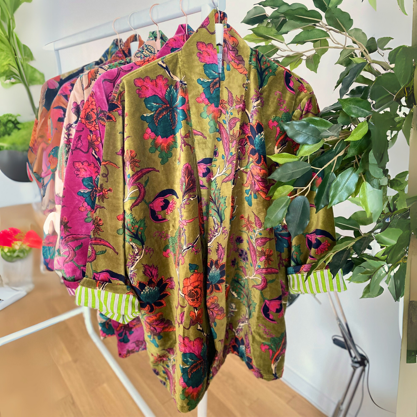 Lali: Vibrant Cotton Velvet Kimono Jacket